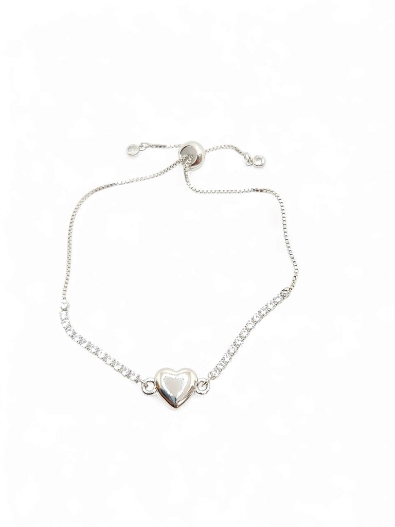 Steel heart tennis bracelet adjustable bracelet
