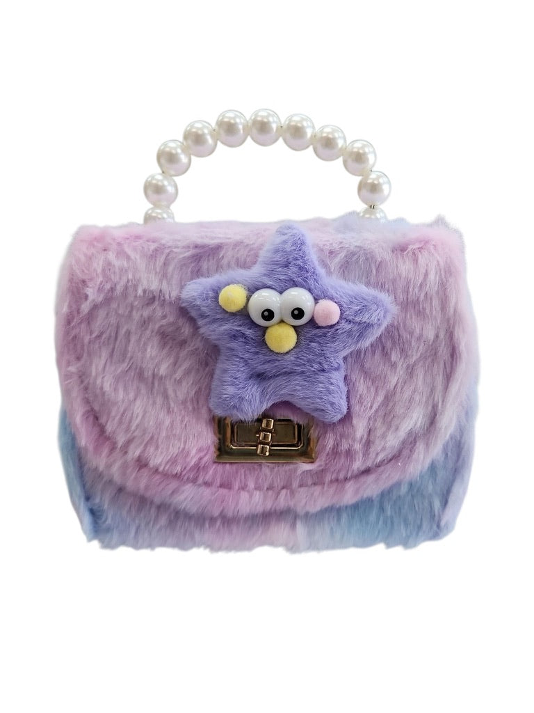 Star Little Girls Toddler Crossbody Purse with Pearl Flowers Mini Cute Princess Handbags Shoulder Chain Bag