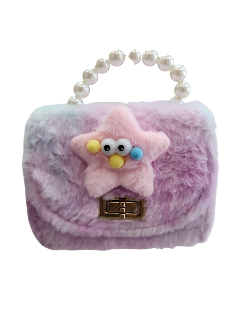 Star Little Girls Toddler Crossbody Purse with Pearl Flowers Mini Cute Princess Handbags Shoulder Chain Bag