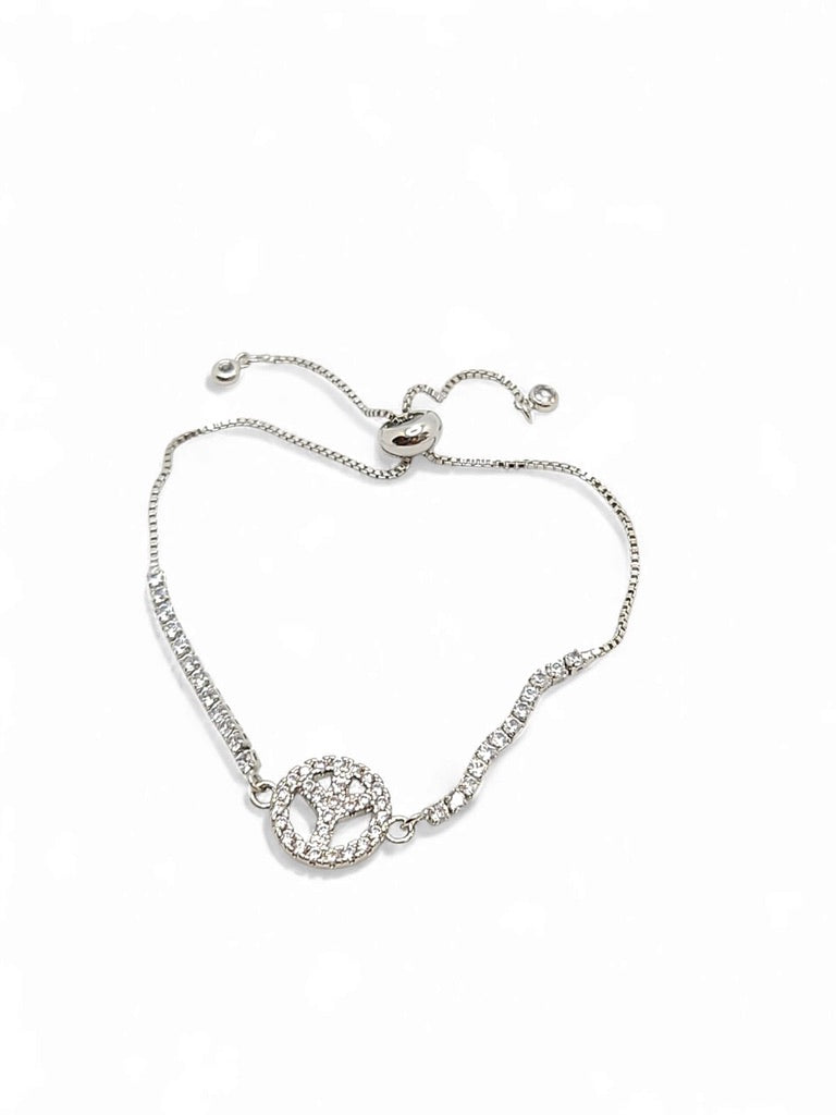 Peace and love tennis bracelet adjustable bracelet