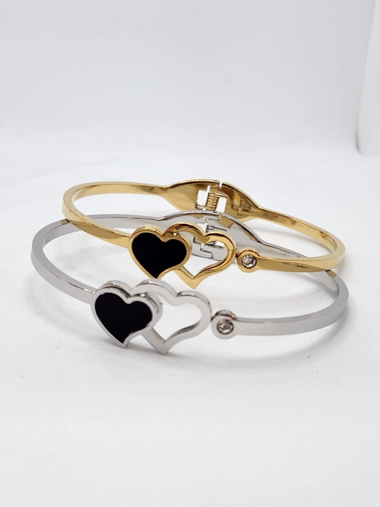Heart two tons bangle stainless steel