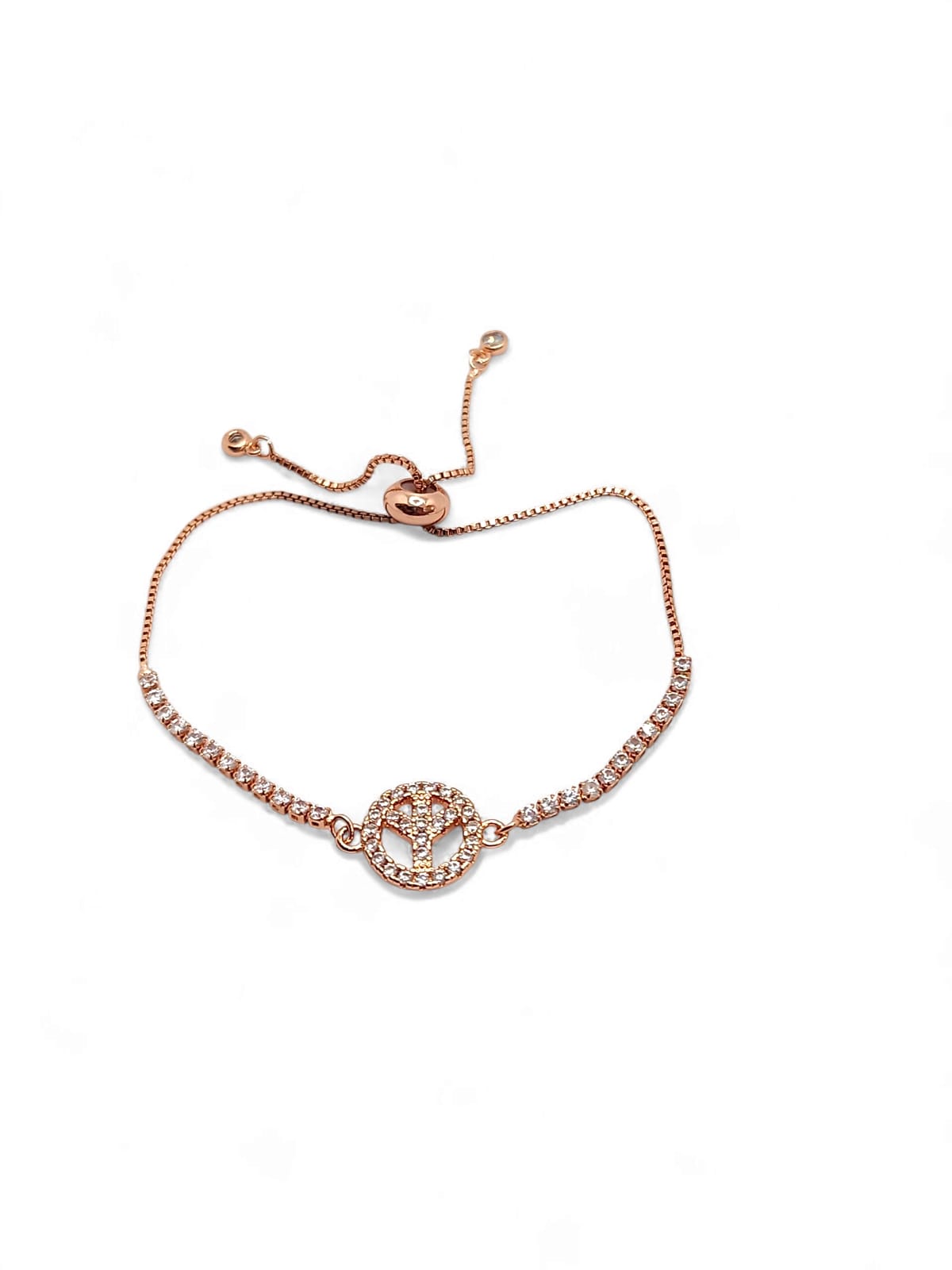 Peace and love tennis bracelet adjustable bracelet