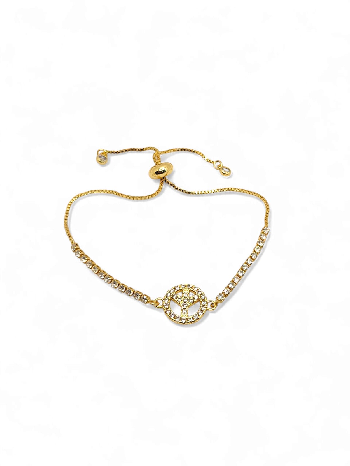 Peace and love tennis bracelet adjustable bracelet