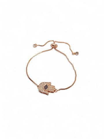Hand of fatima with evil eye pave blue lucky