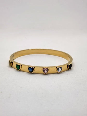 Stone Bangle heart zircona pave stainless steel