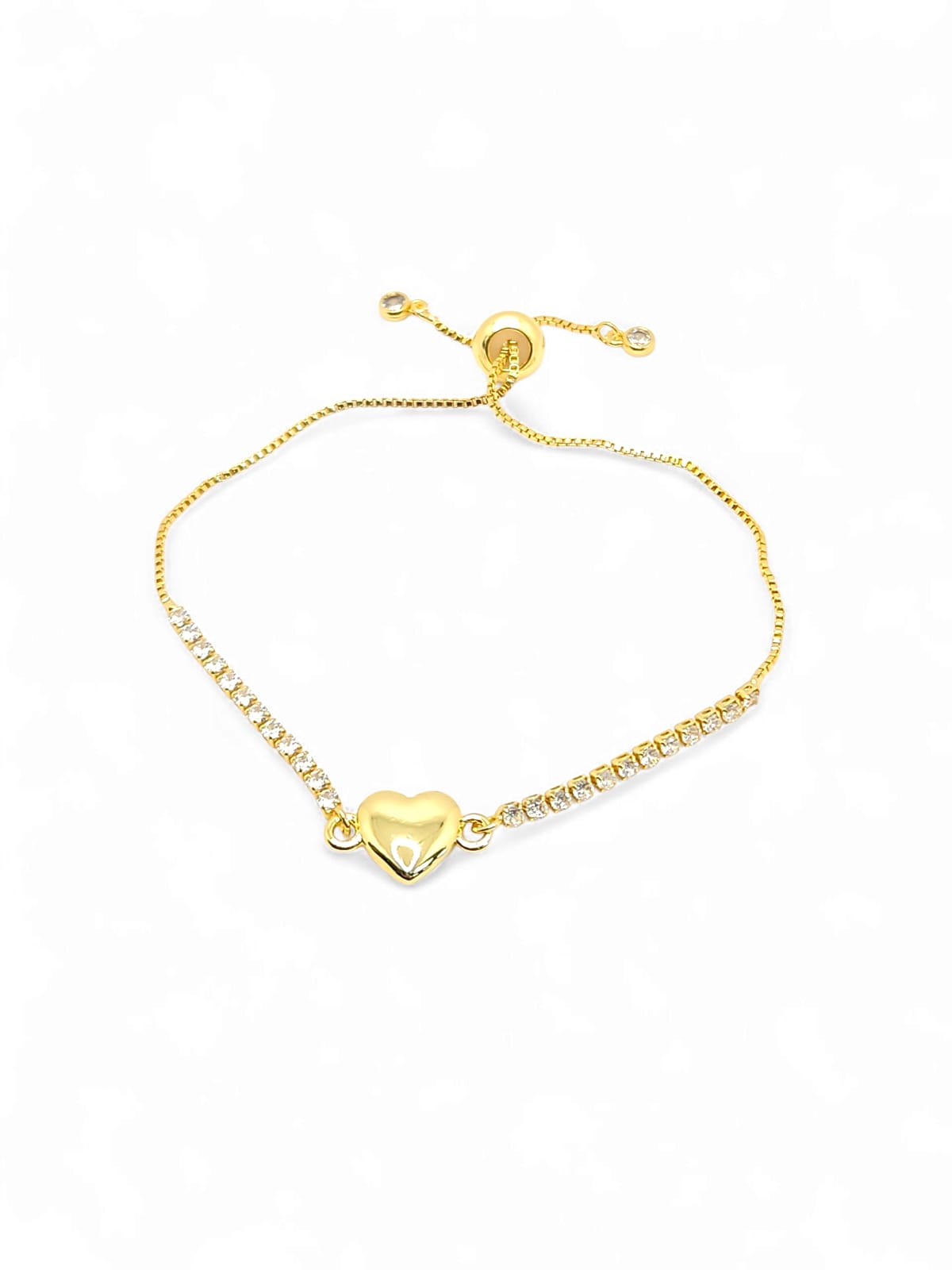 Steel heart tennis bracelet adjustable bracelet