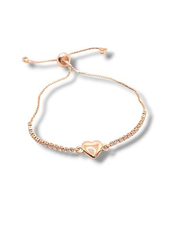 Steel heart tennis bracelet adjustable bracelet