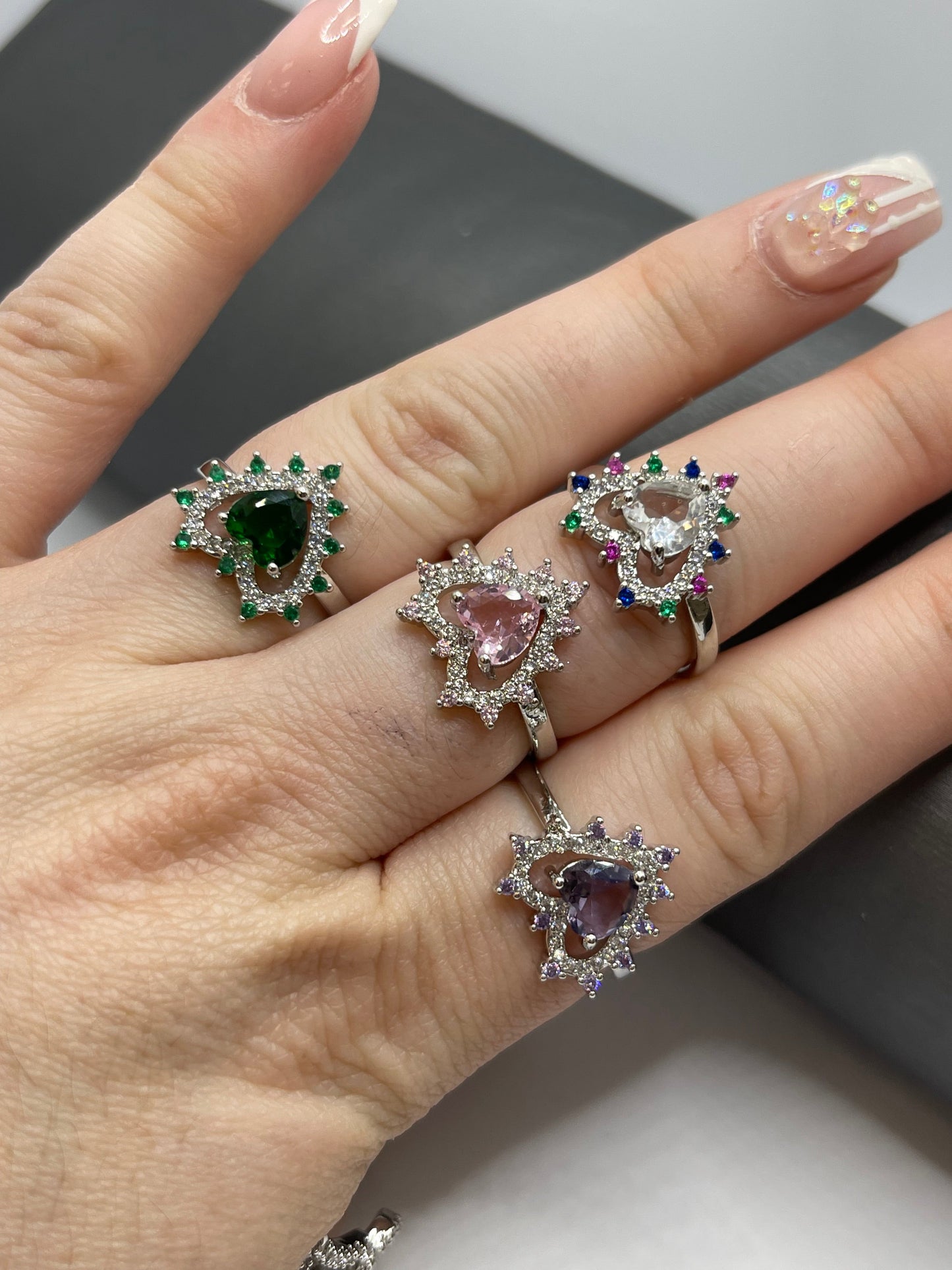 Heart ring pave adjustable 18k gold plated