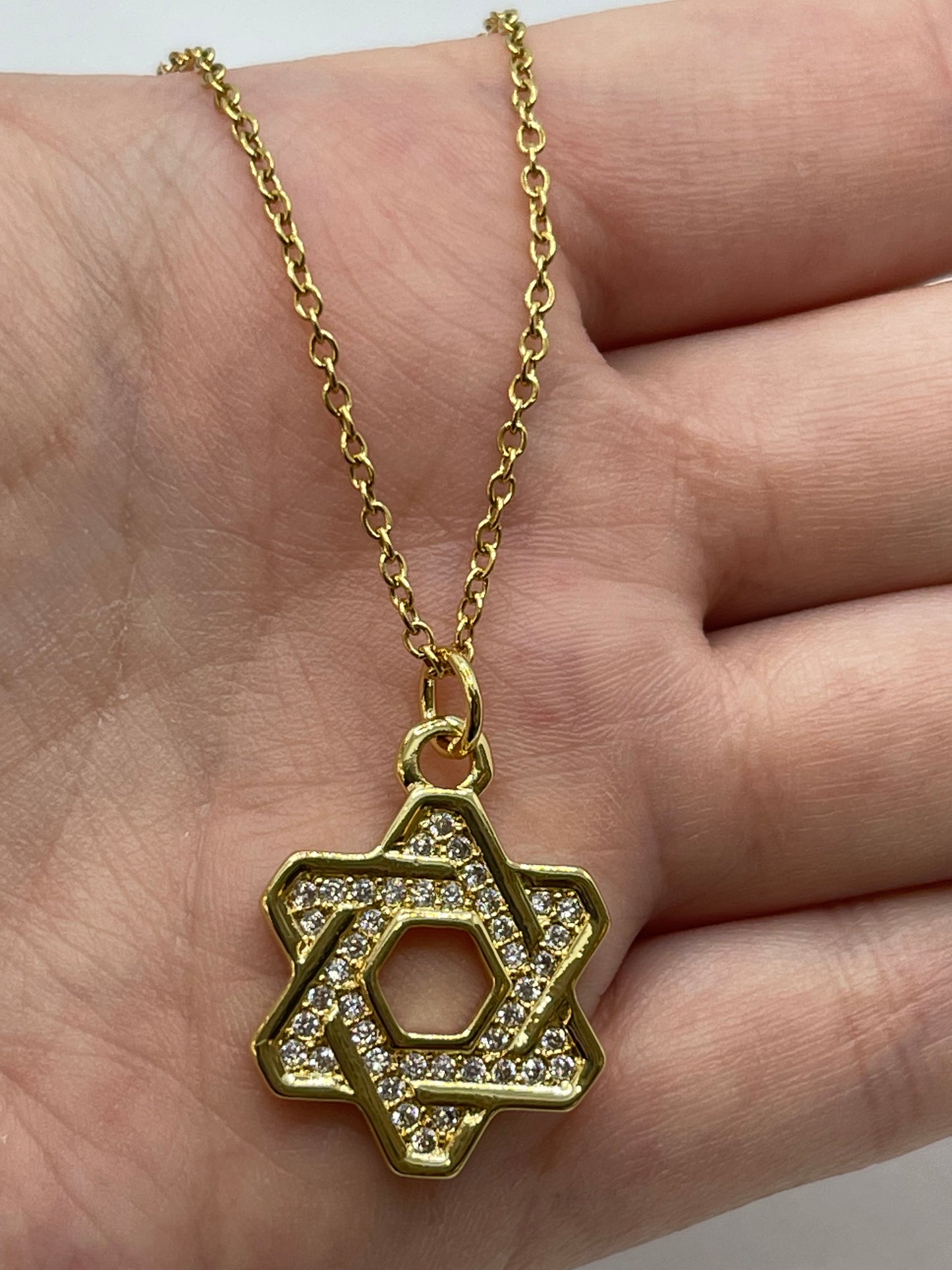 Star David Full zirconia necklaces stainless steel
