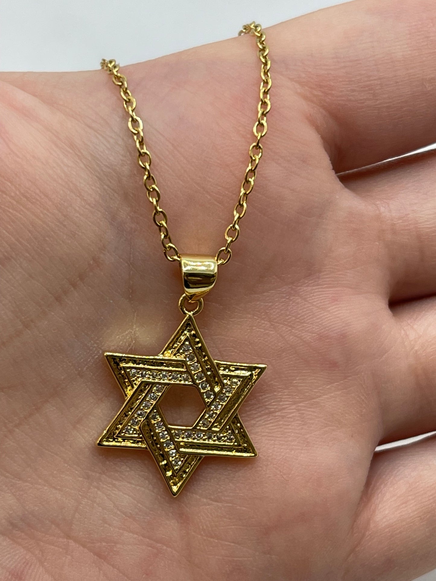 Star David Full zirconia necklaces stainless steel