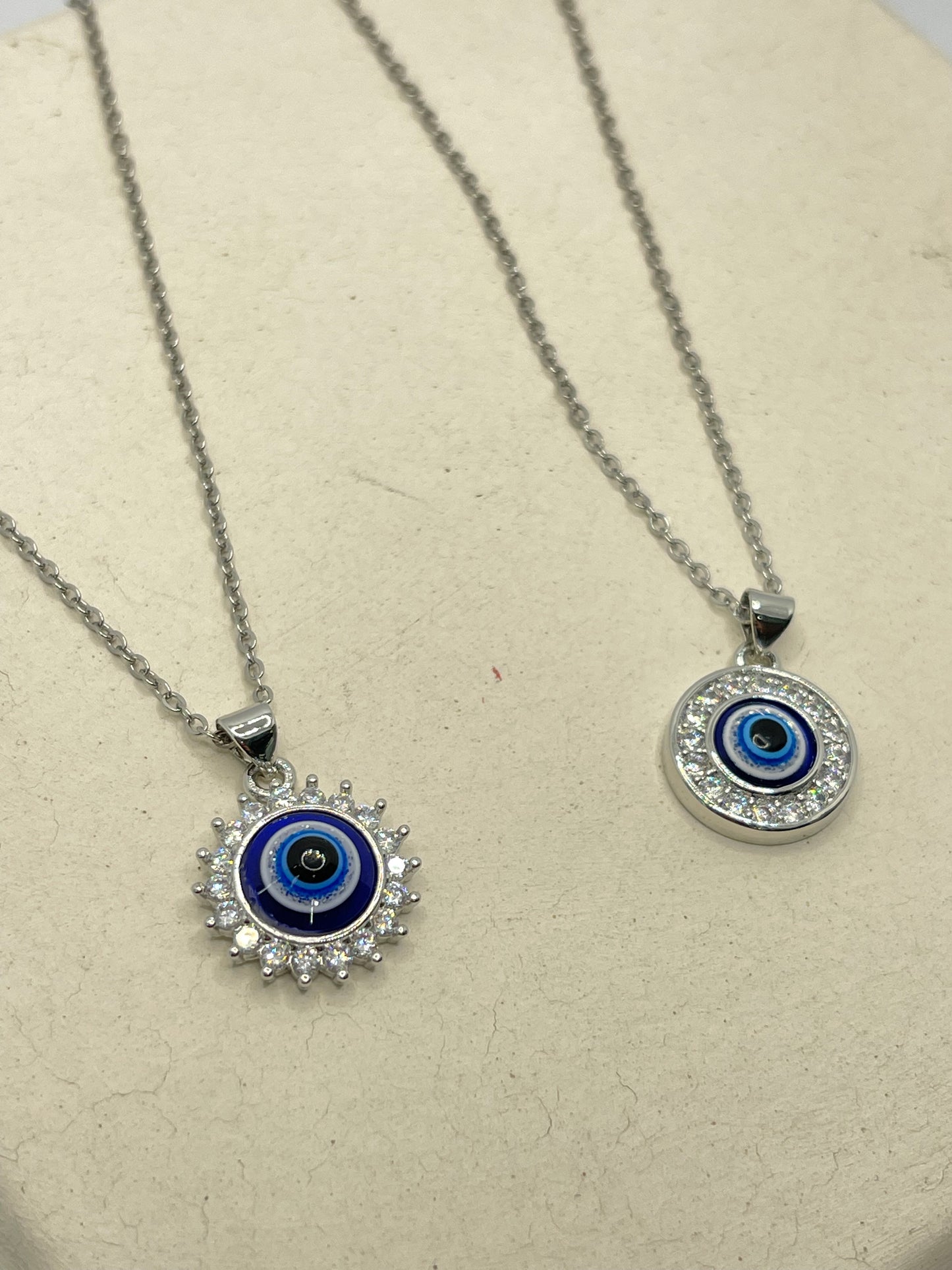 Evil eye glass necklaces stainless steel 18"