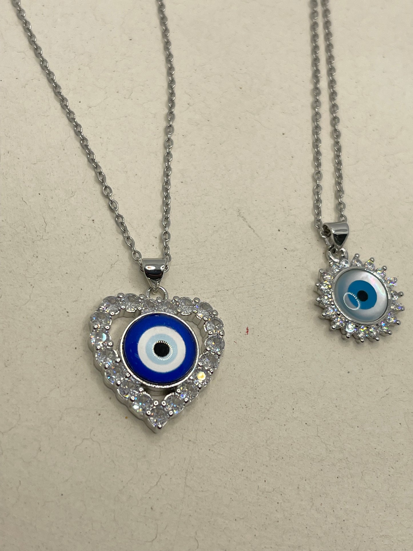 Evil eye glass necklaces stainless steel 18"