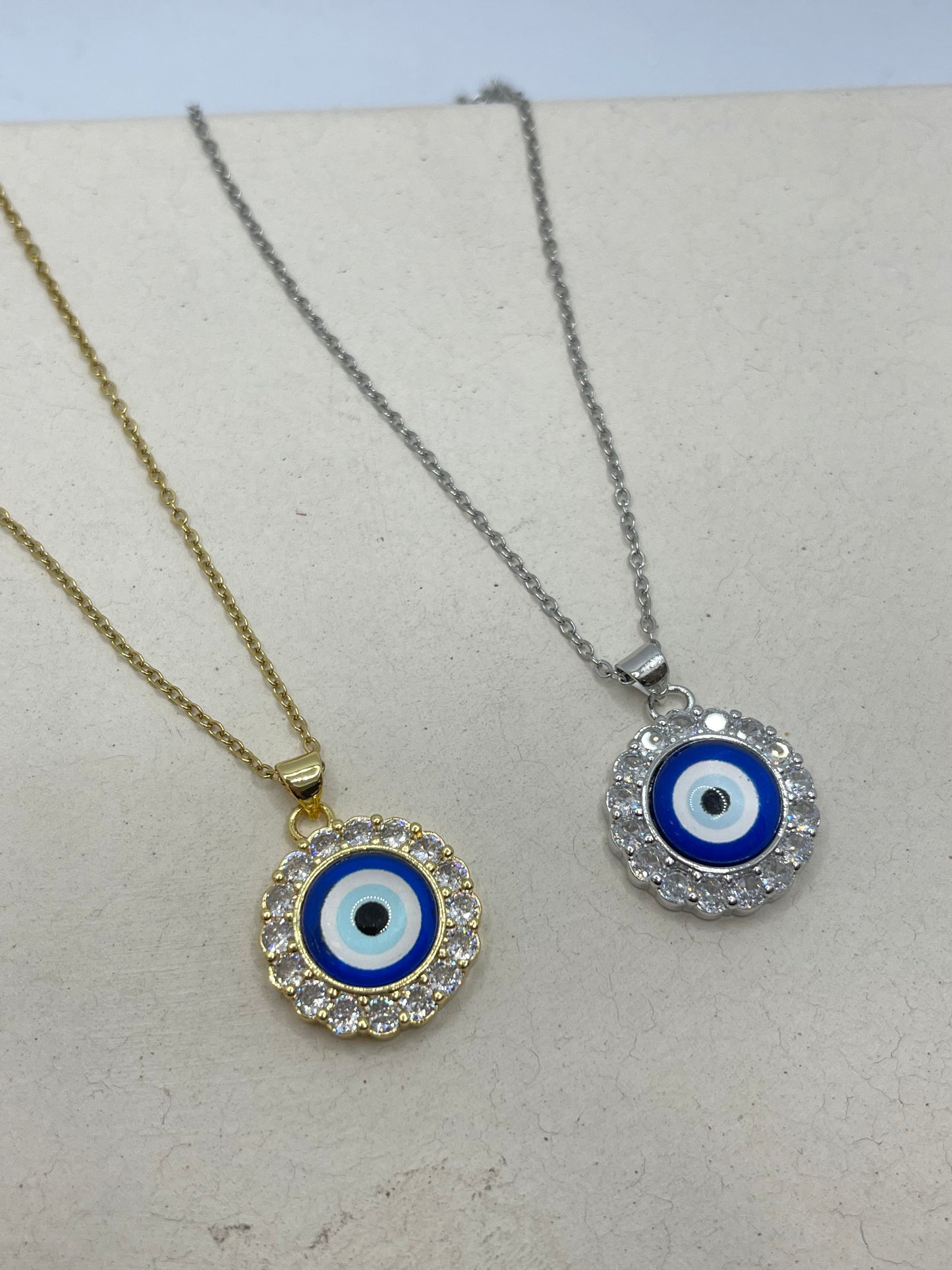 Evil eye glass necklaces stainless steel 18"