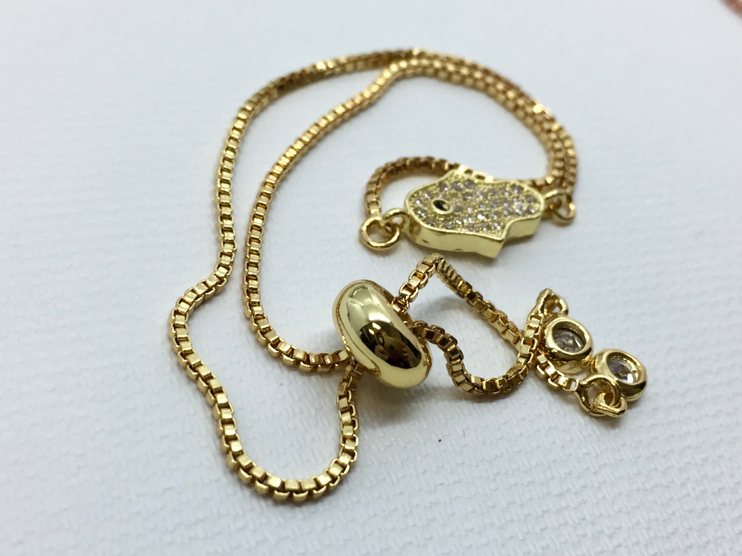 Hamsa small adjustable bracelet with eye