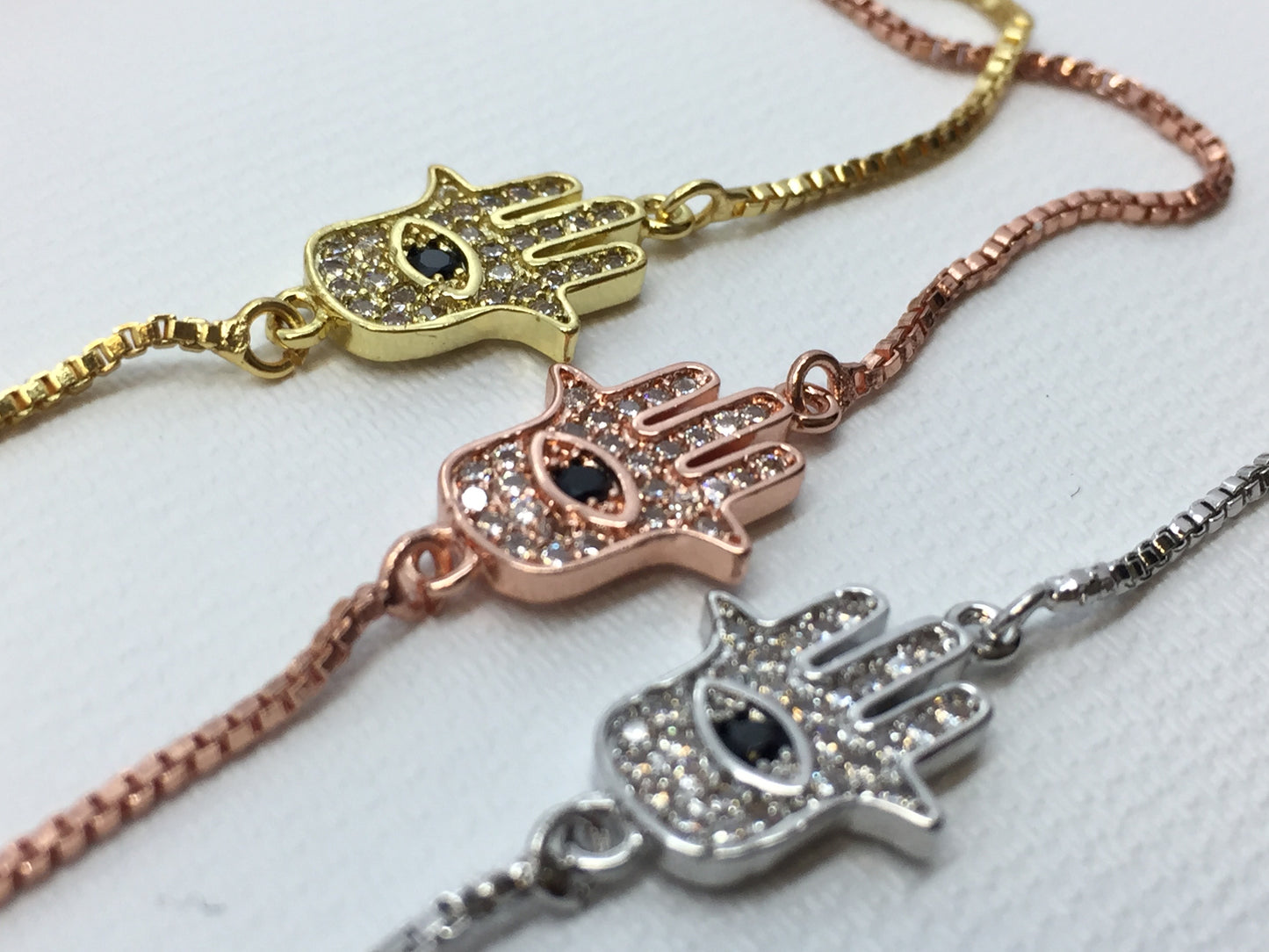 Hamsa of fatima adjustable bracelet with eye