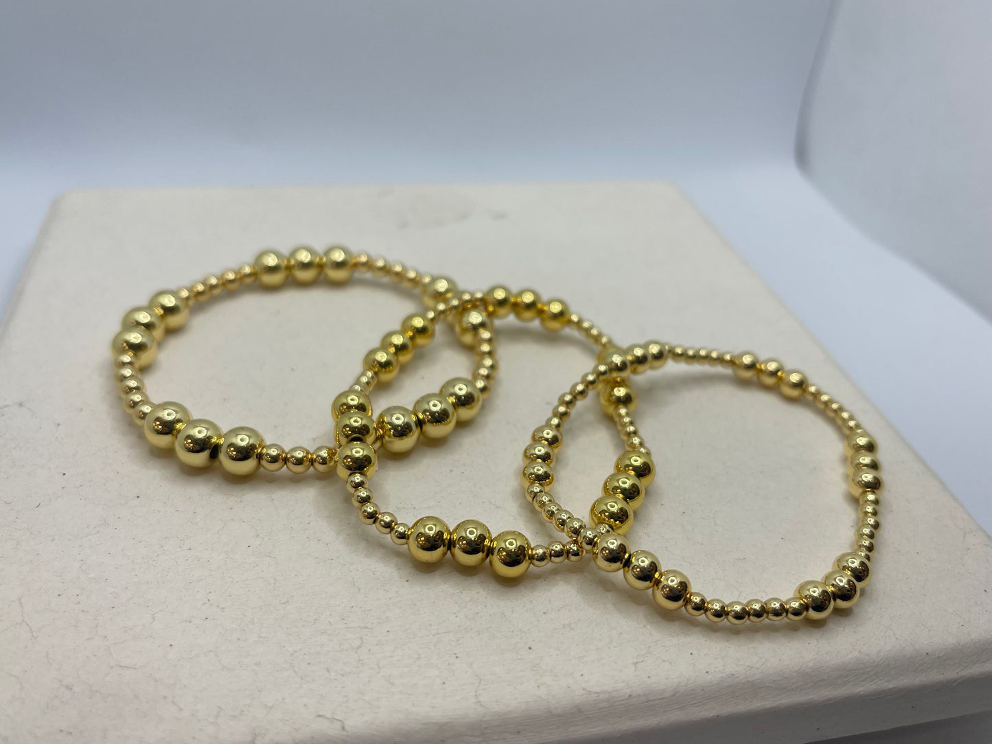 Small & Large Beaded Ball Stretch Bracelet 3mm- 4mm-6mm