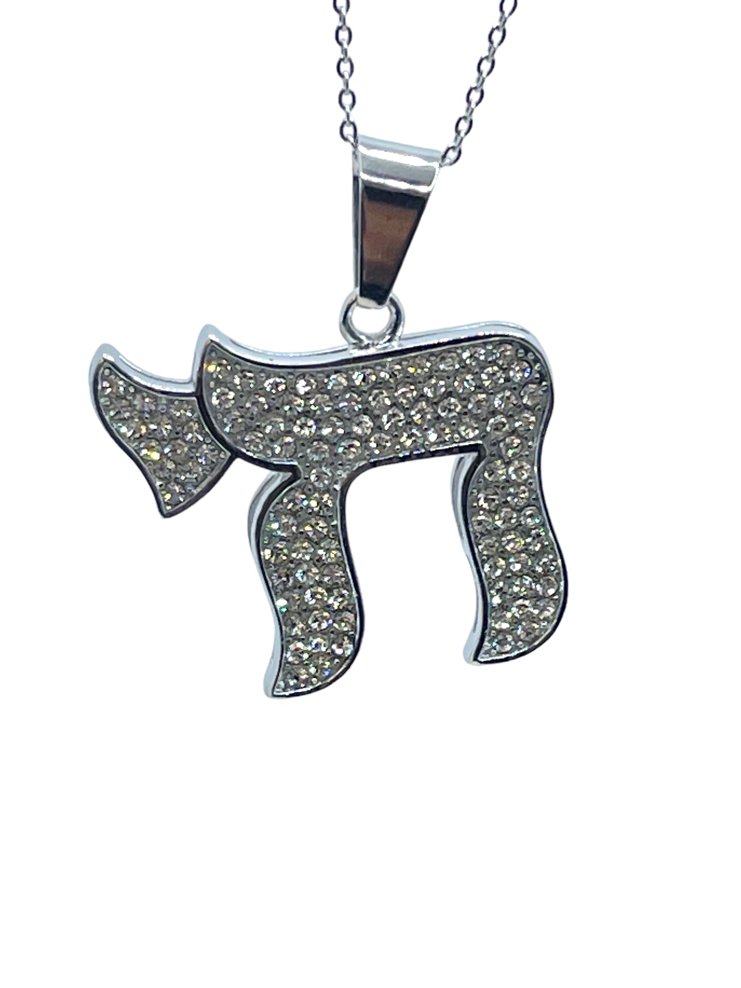 Big chai full zirconia 3inch necklaces stainless steel
