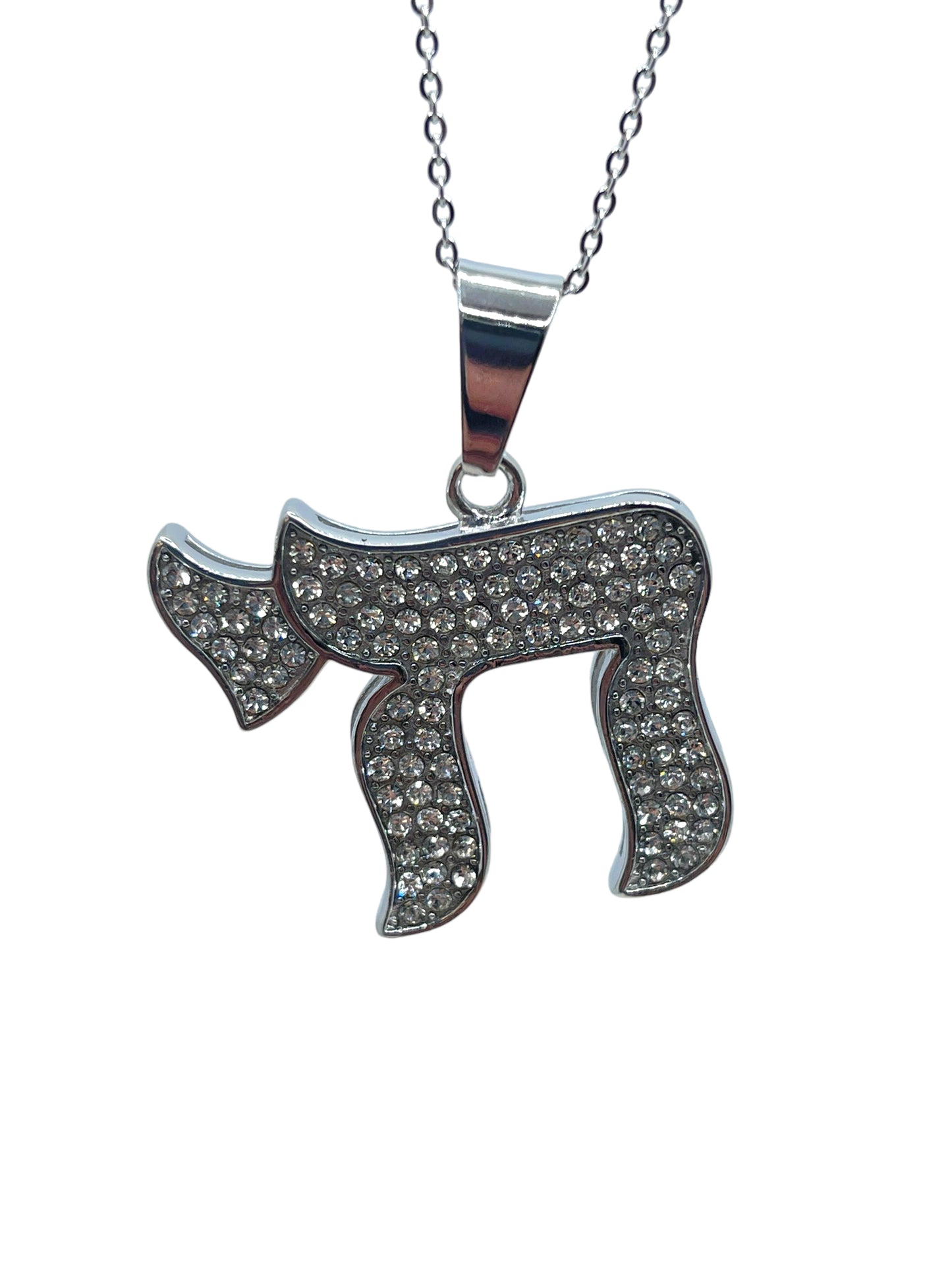 Big chai full zirconia 3inch necklaces stainless steel