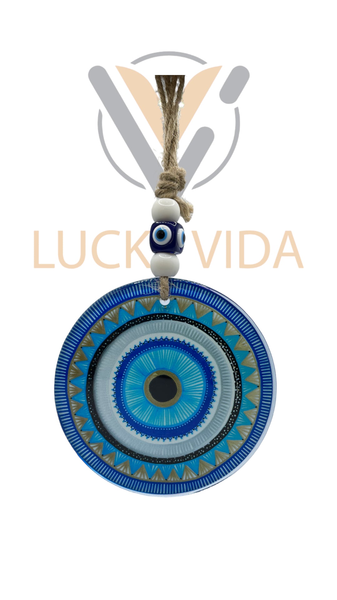 Blue iris Evil Eye- tyde light blue color 5"
