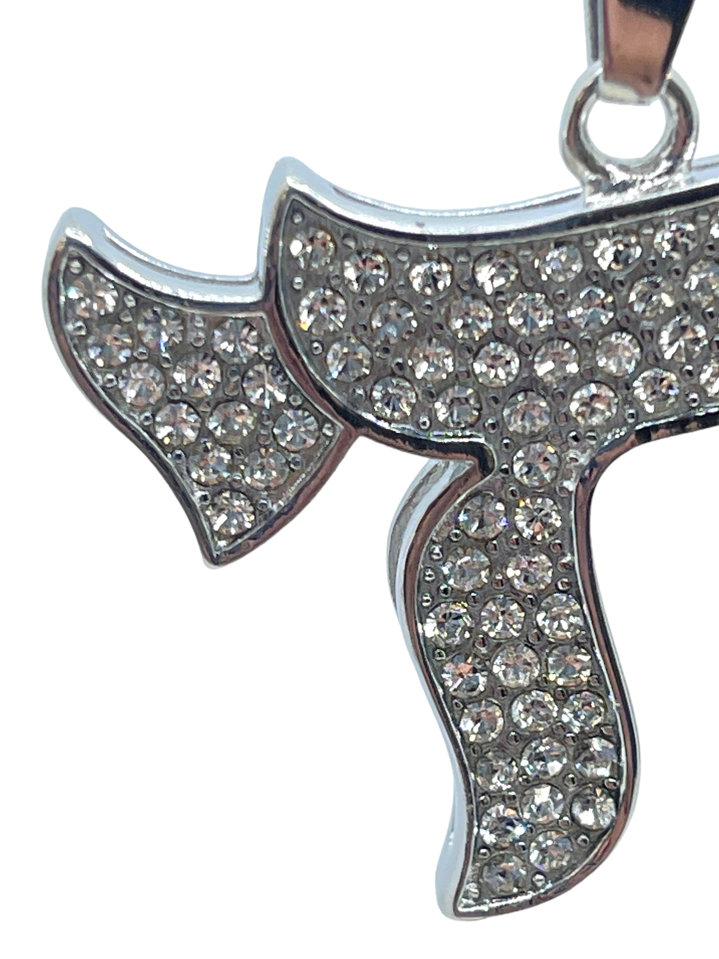 Big chai full zirconia 3inch necklaces stainless steel