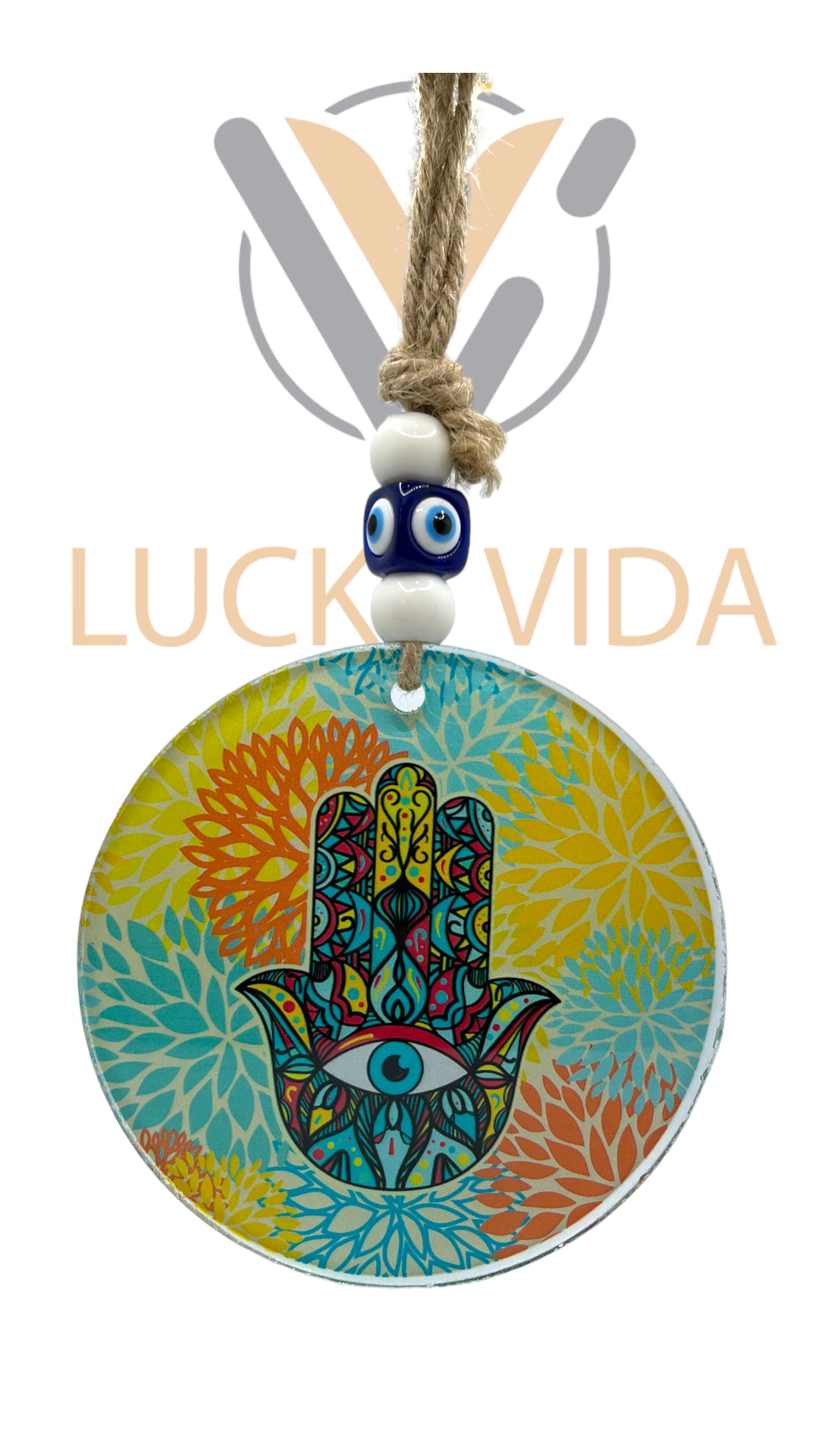 Hamsa Evil Eye- tyde flower color 5"
