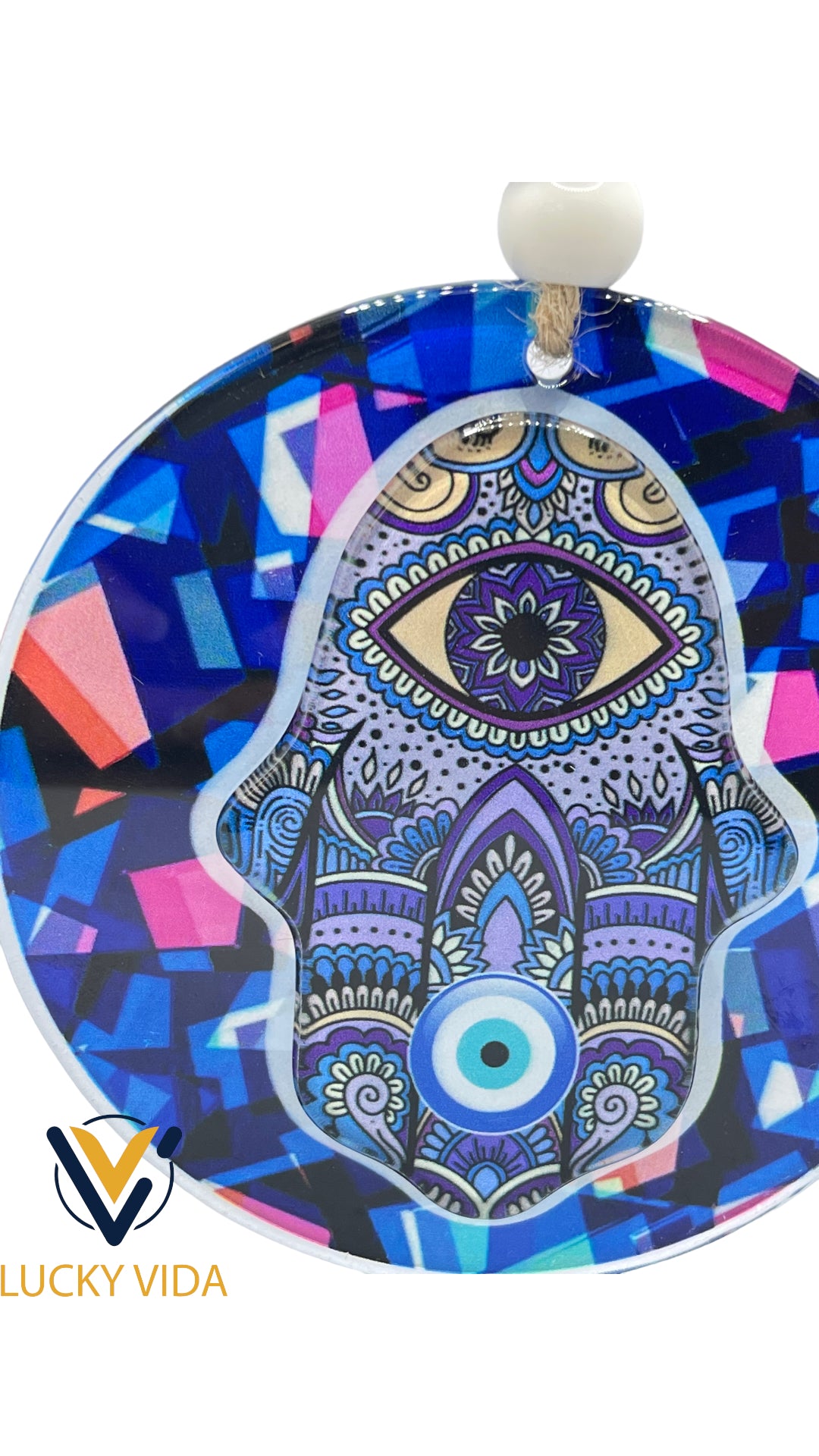 hamsa blue Evil Eye- tyde purple color 5"