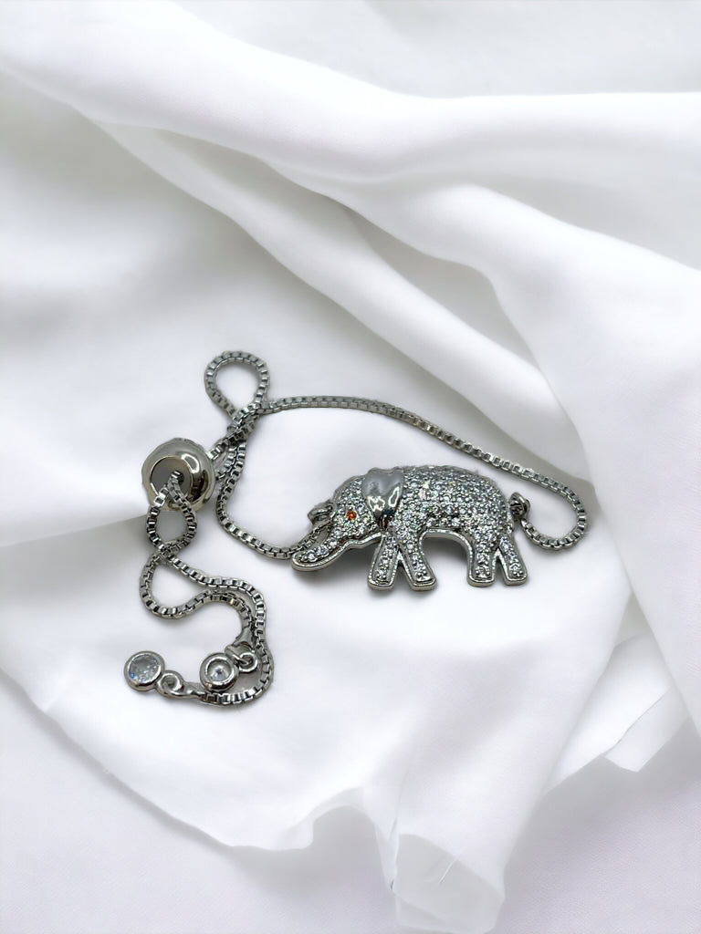 Big elephant full zirconia adjustable bracelet 18k gold plated