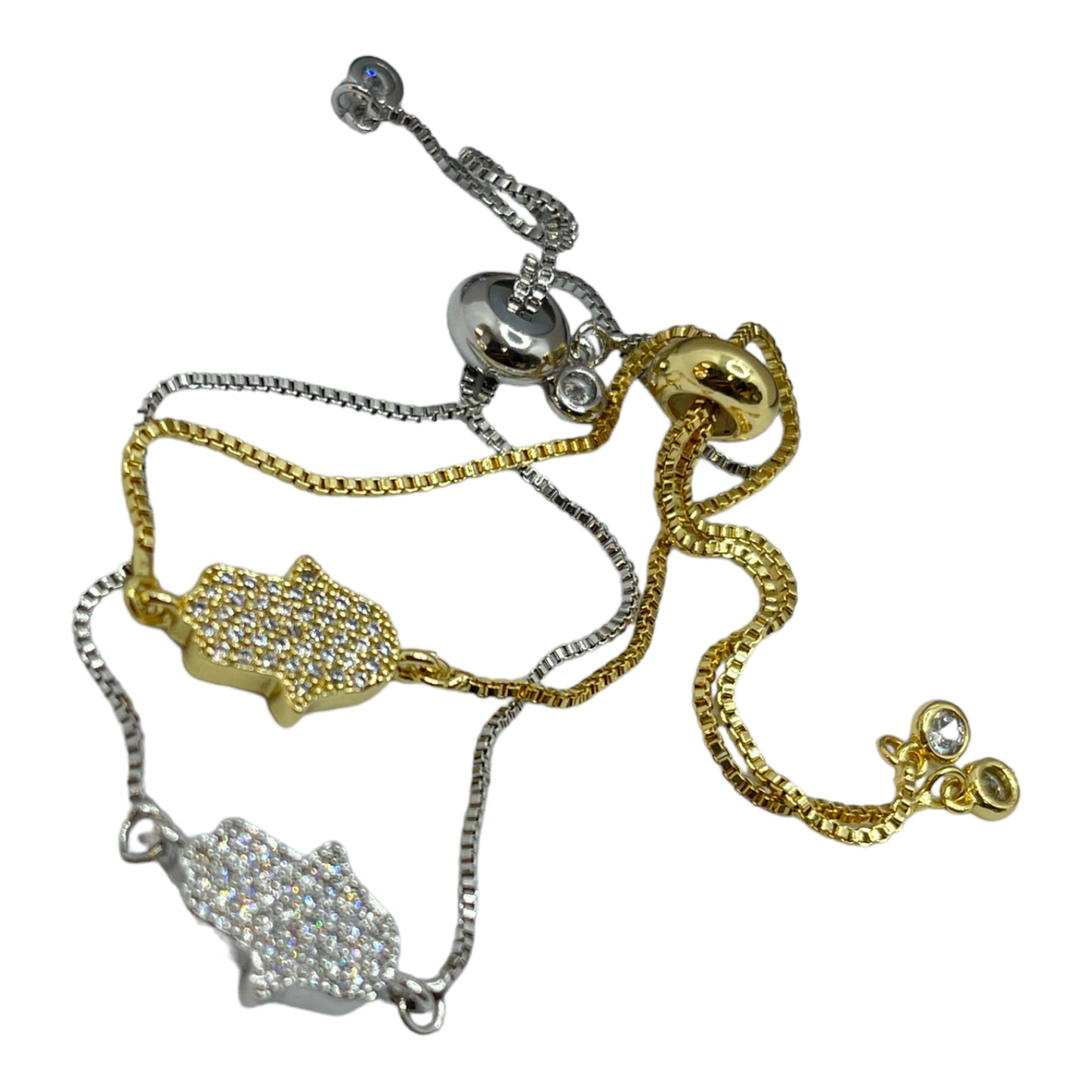 Hamsa full zirconia adjustable bracelet