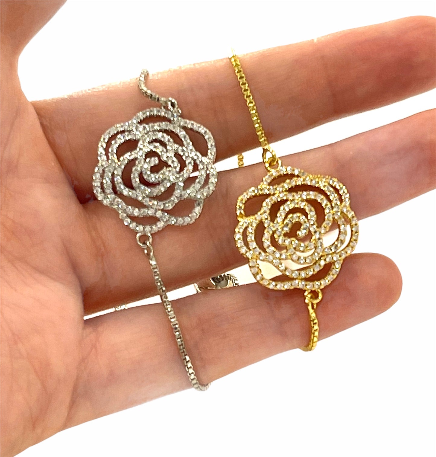 Rose full zirconia adjustable bracelet