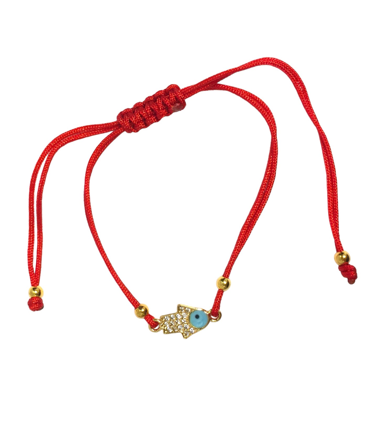 Hamsa small with blue evil eye red string