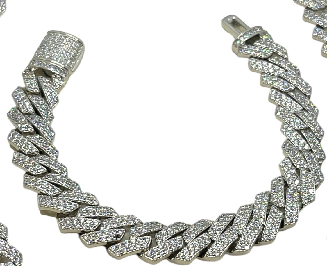 Cuban 8mm full zirconia Monaco chain 18k gold plated below rhodium