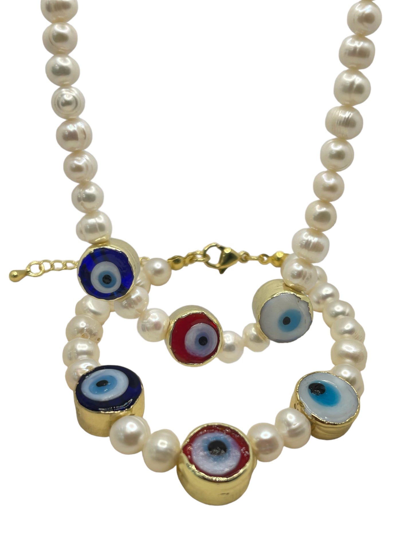 Shell Set Evil eye enamel 18k gold plated
