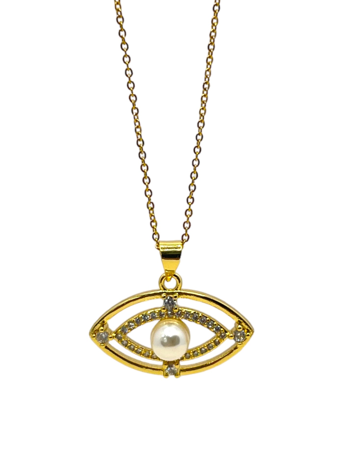 Copy of 18k Gp Perls eye pendant with zirconias