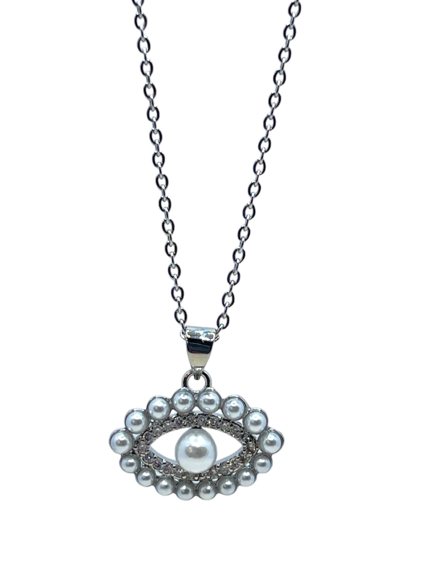 18k Gp full Perls eye pendant with zirconias