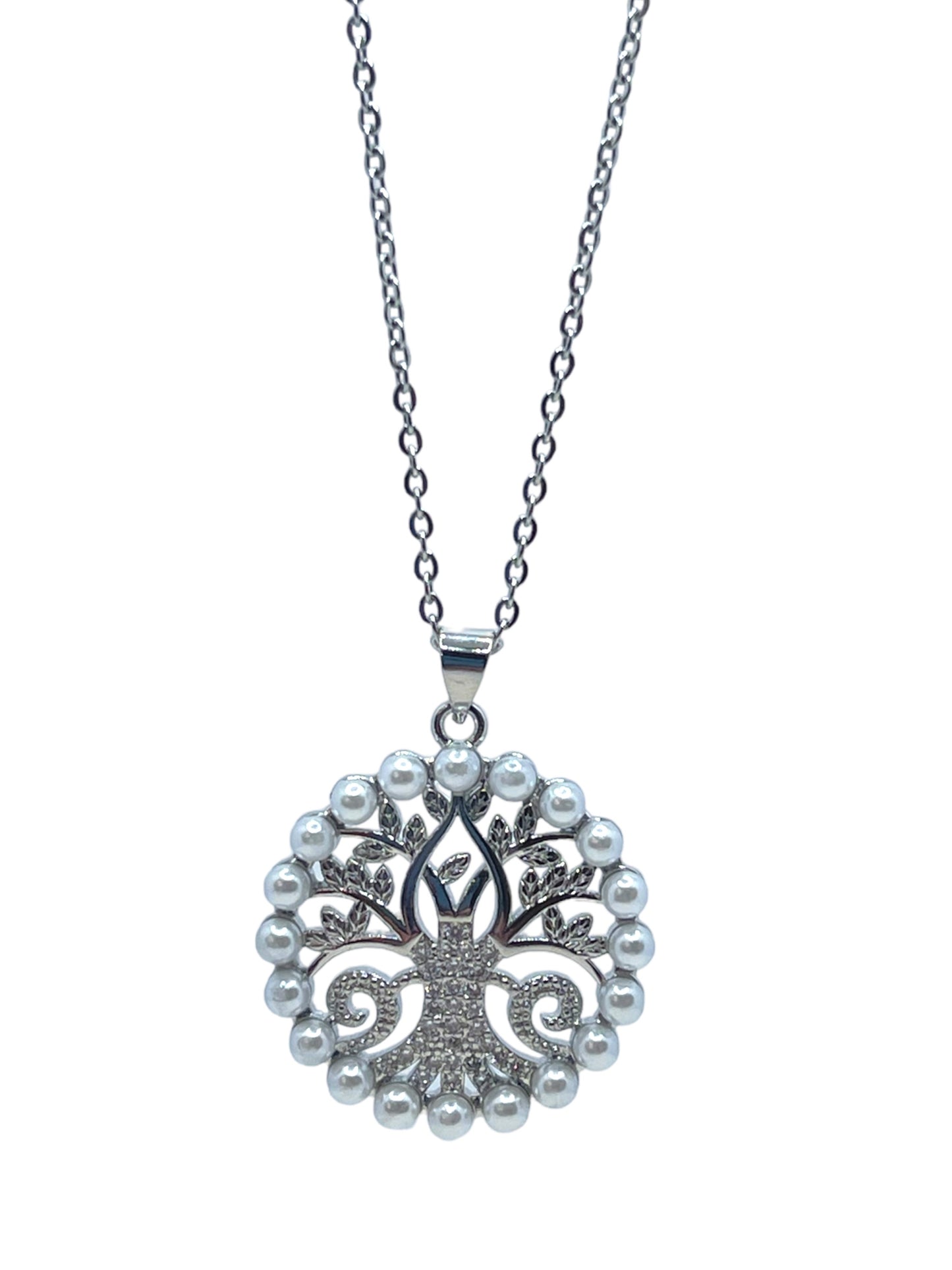 18k Gp Perls tree of life pendant with zirconias