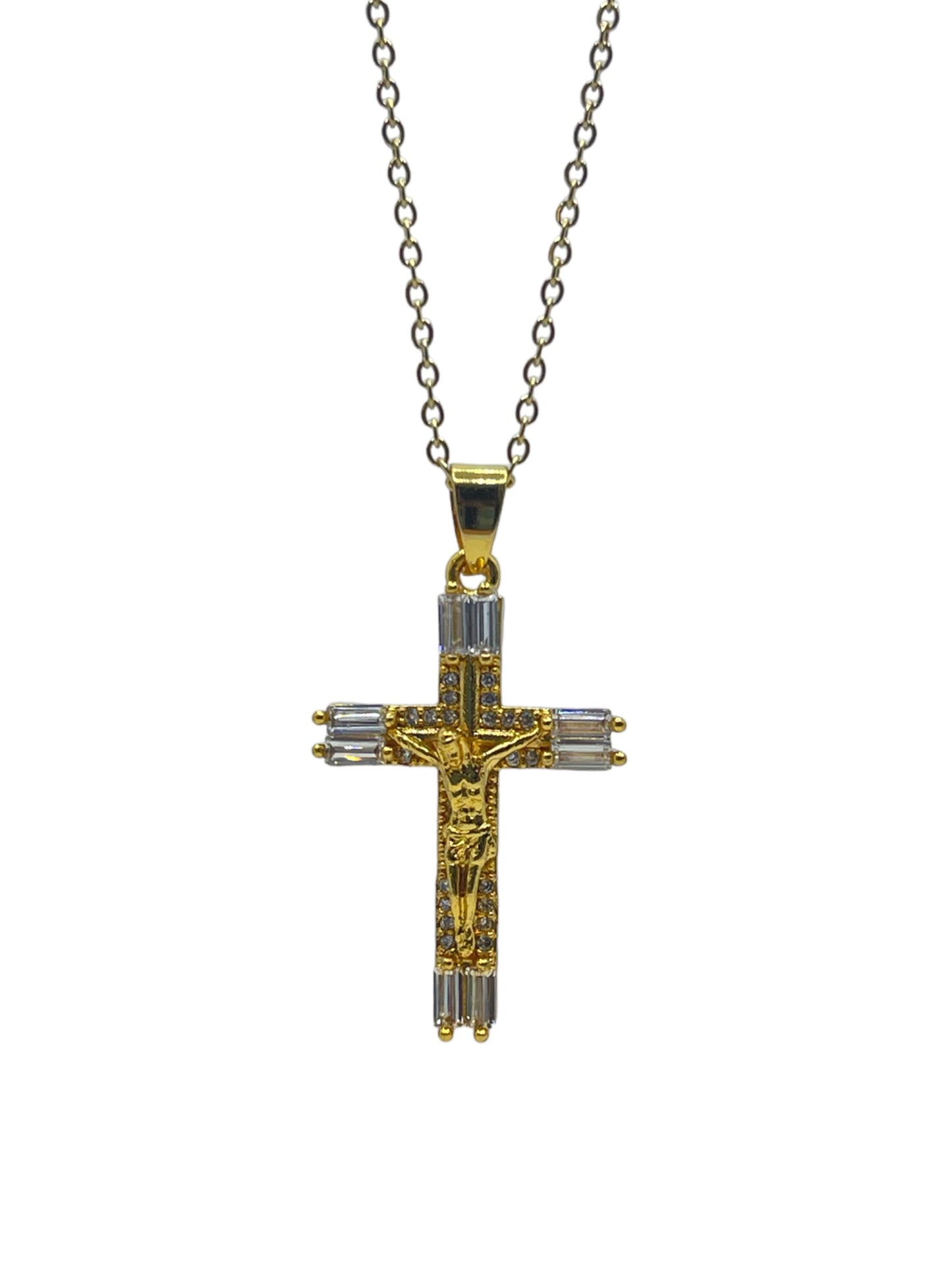 Cross stone crucifix full necklaces stainless steel