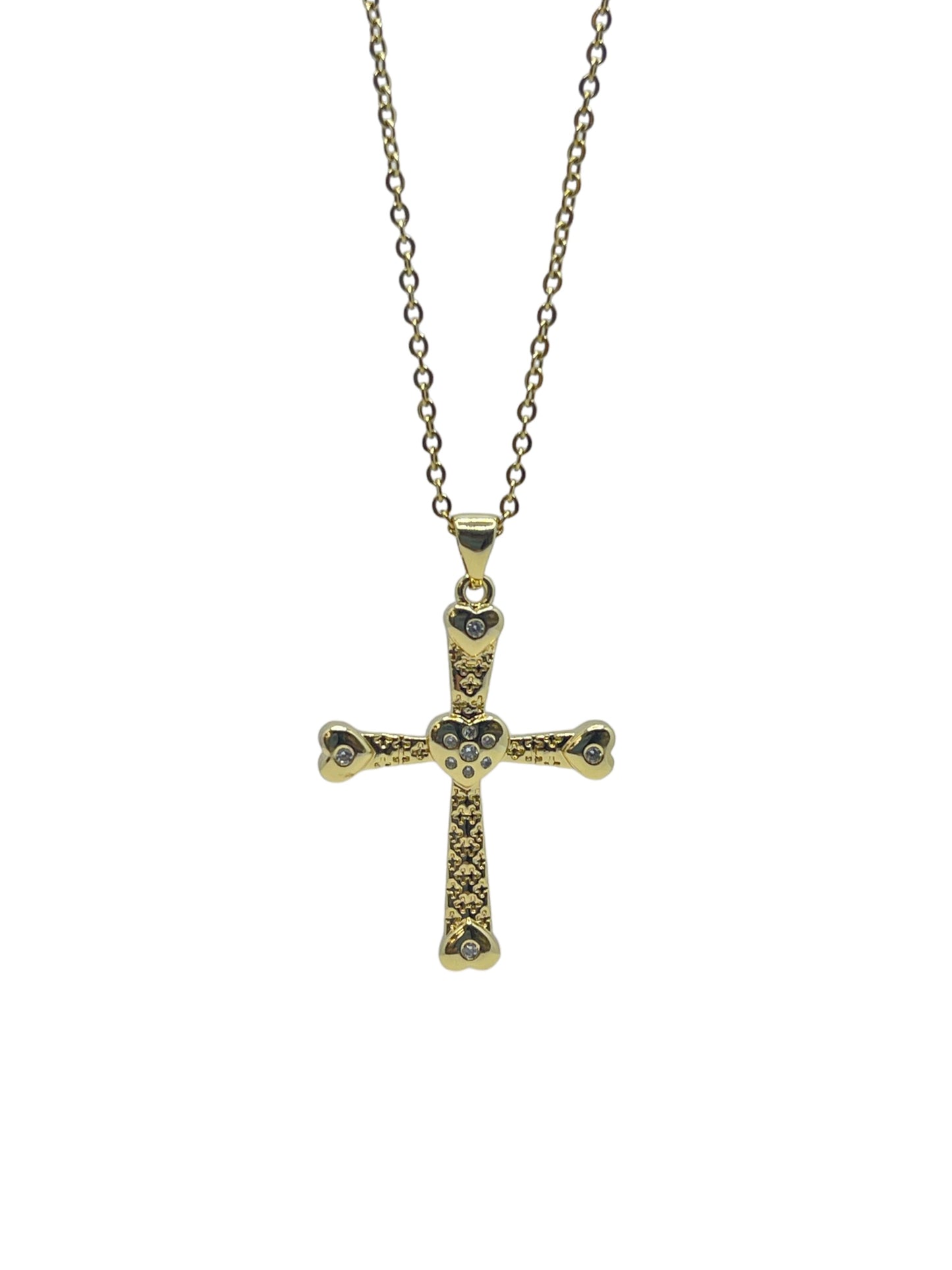Small Cross stone heart full necklaces stainless steel
