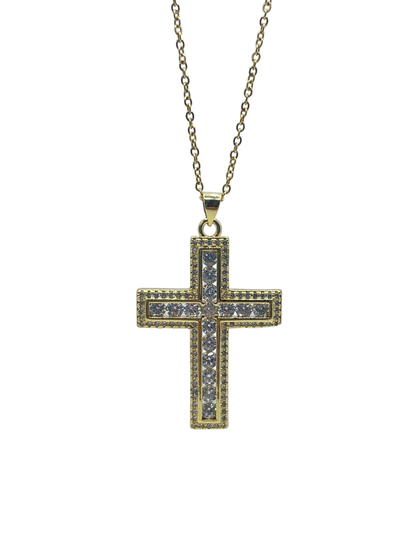 Cross stone circle stone full necklaces stainless steel