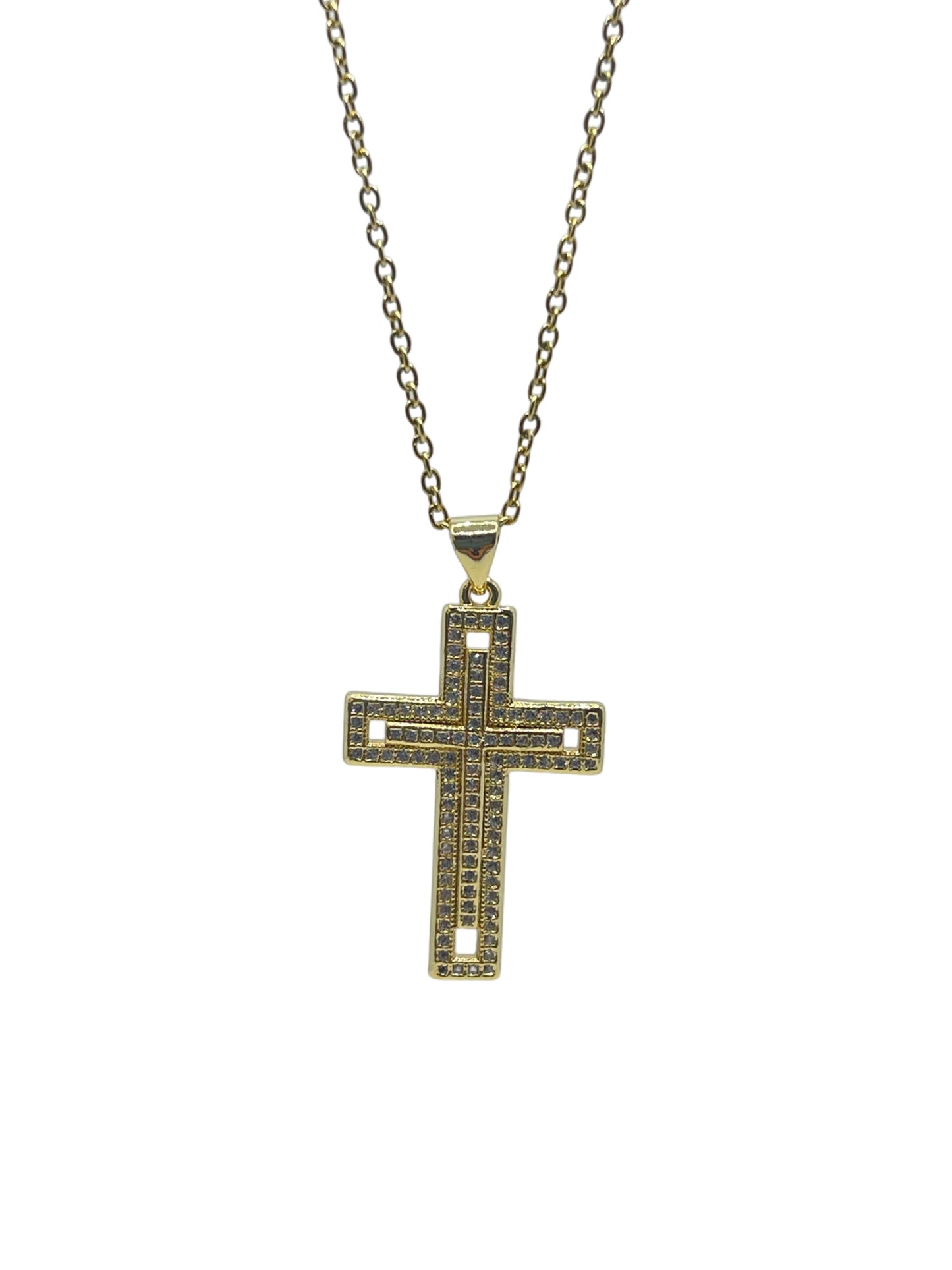 Small Cross square stone necklaces stainless steel
