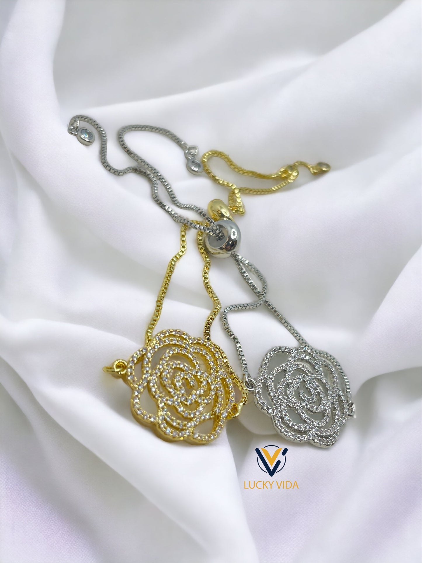 Rose full zirconia adjustable bracelet