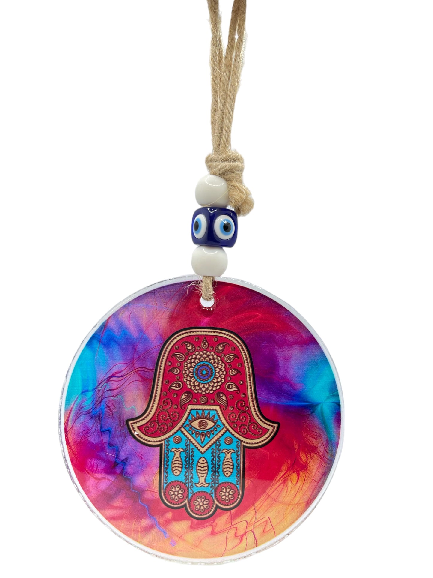 Hamsa Evil Eye- tyde red color 5"