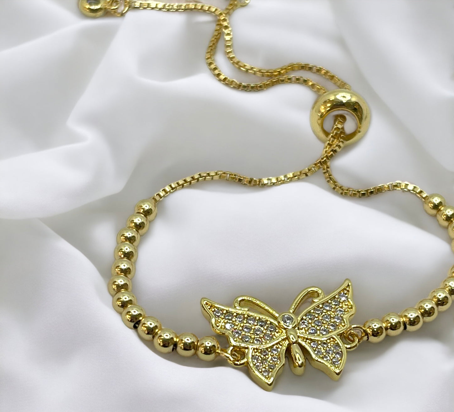 Butterfly ball adjustable bracelet
