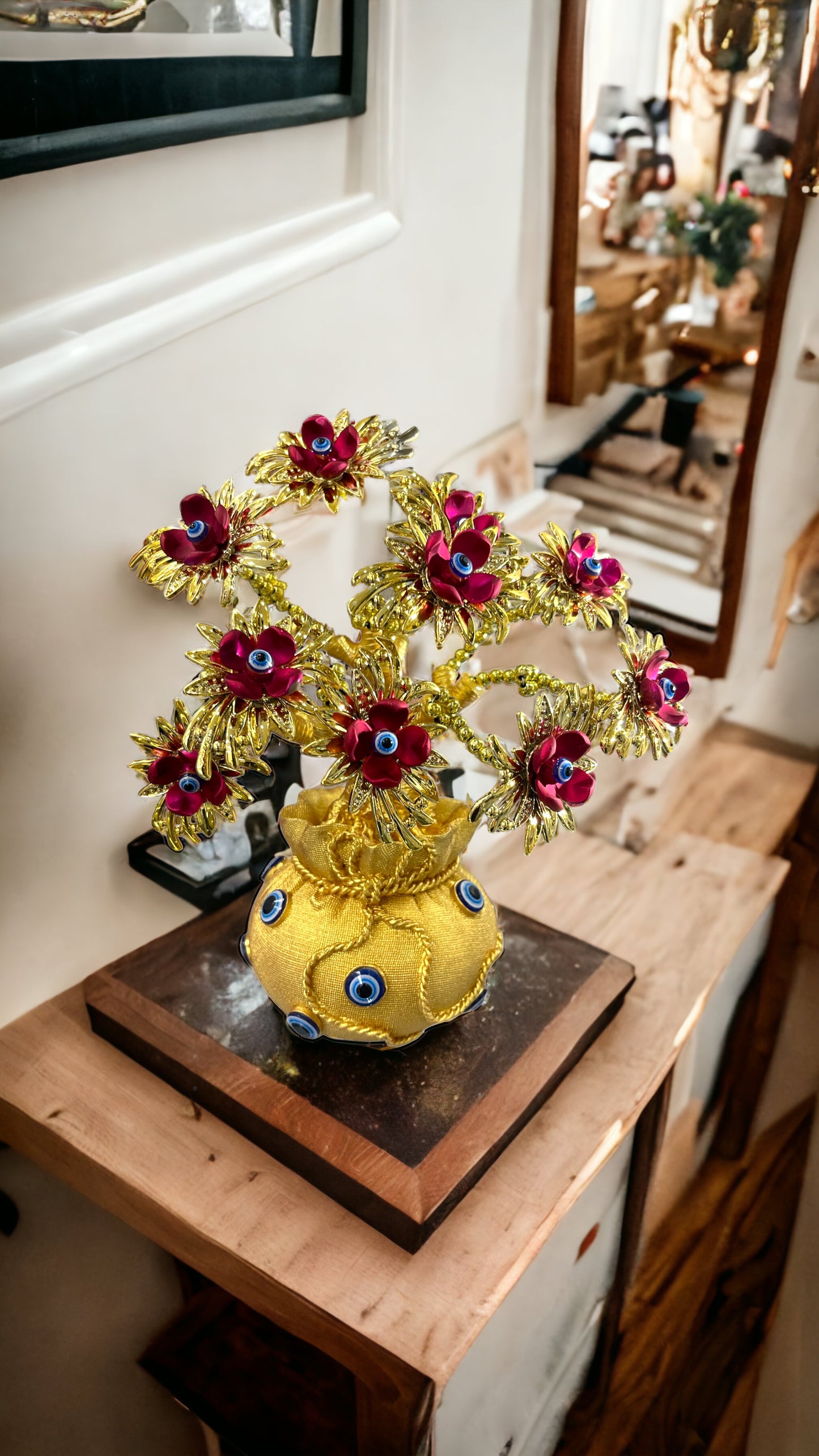 Red gold flowers gold tree of life