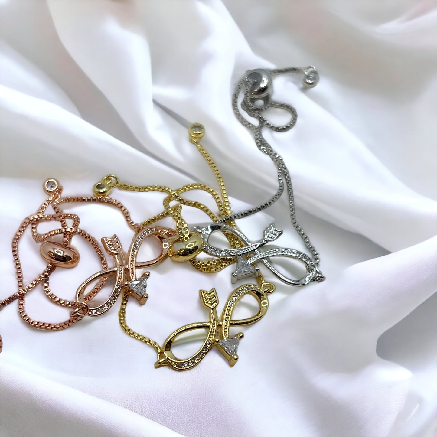 Arrow infinity adjustable bracelet 18k gold plated