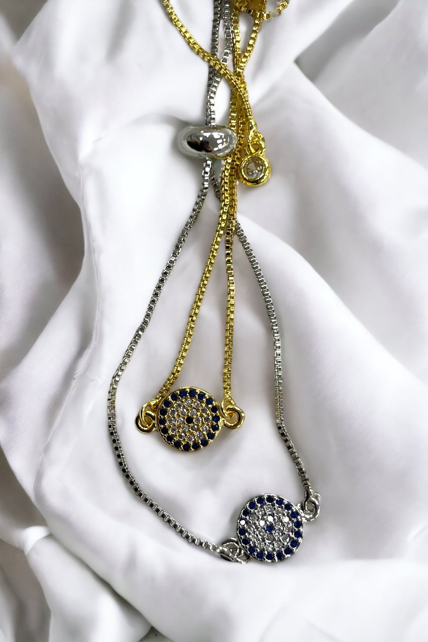 Evil eye adjustable bracelet big