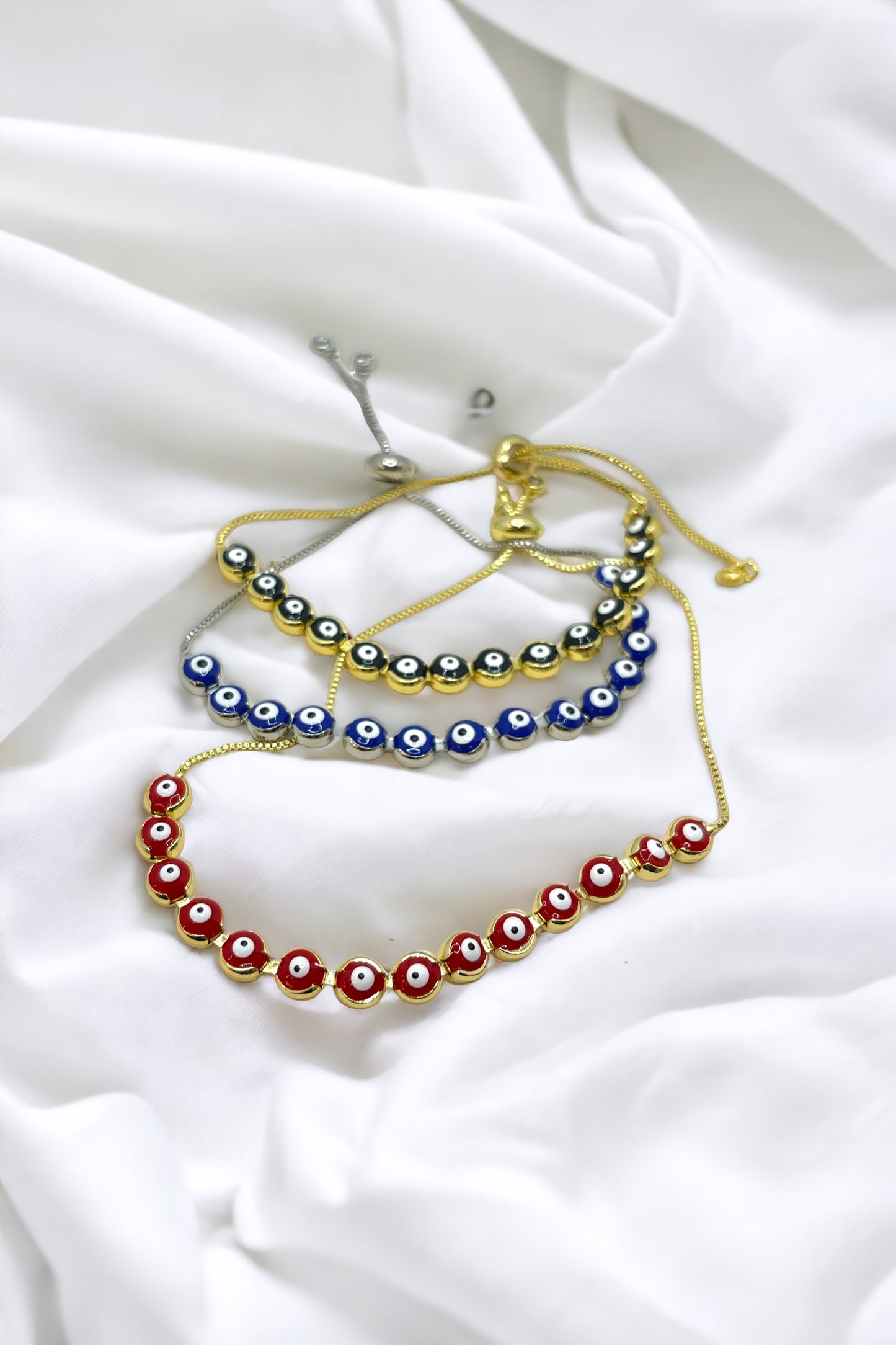 Multi- evil eye adjustable bracelet