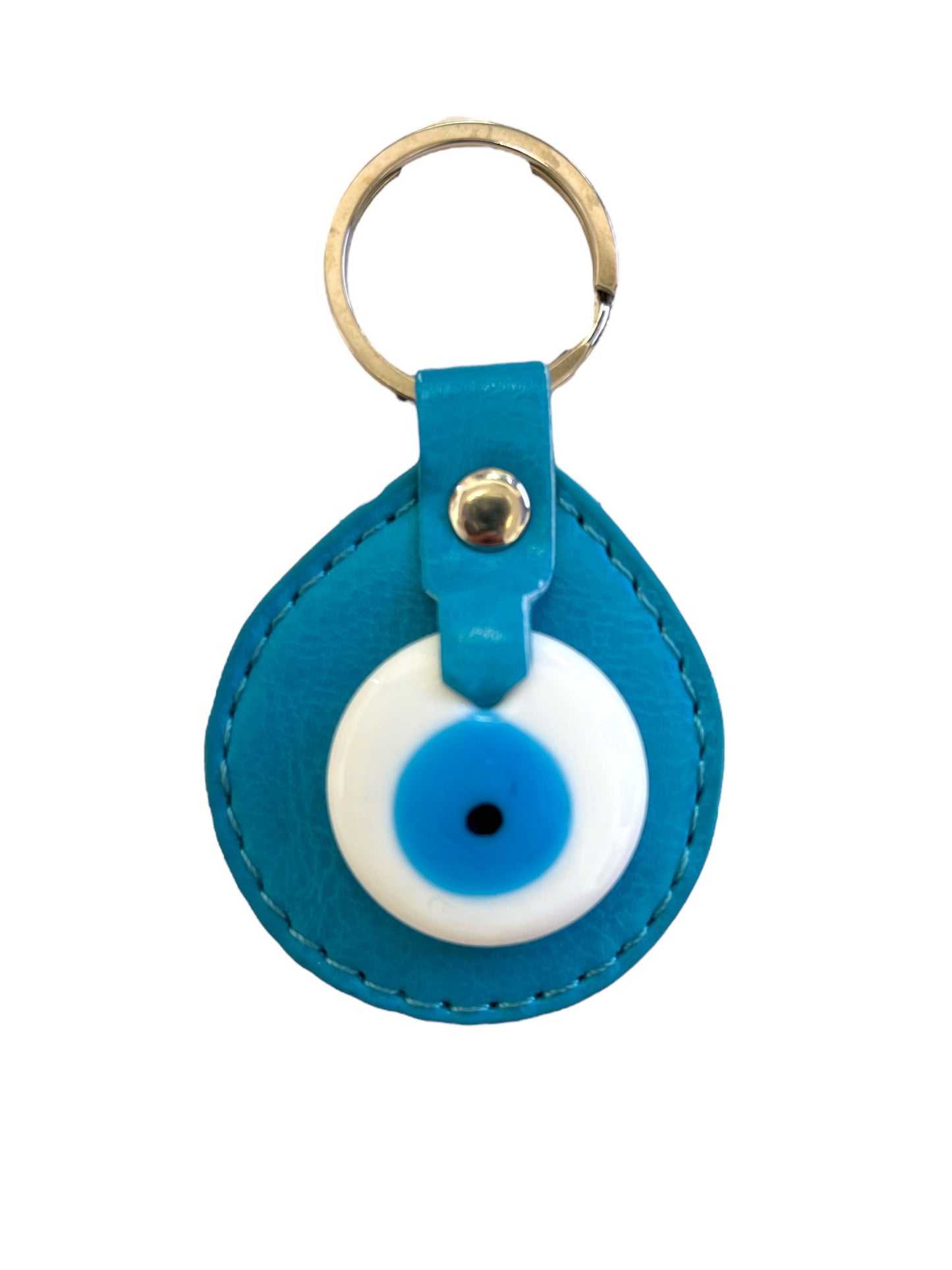 Leather evil eye keychain protection