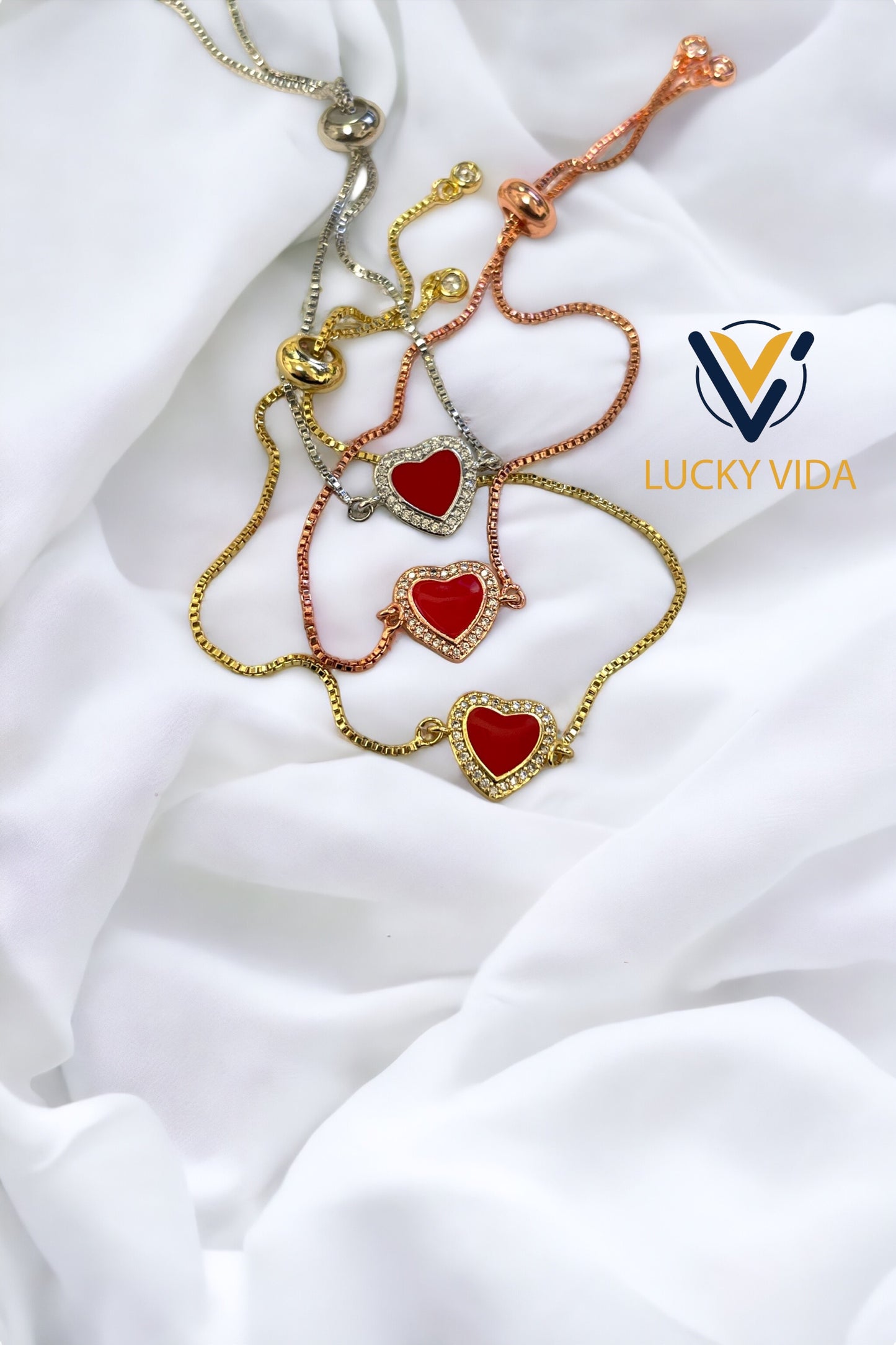 Red enamel Heart adjustable bracelet