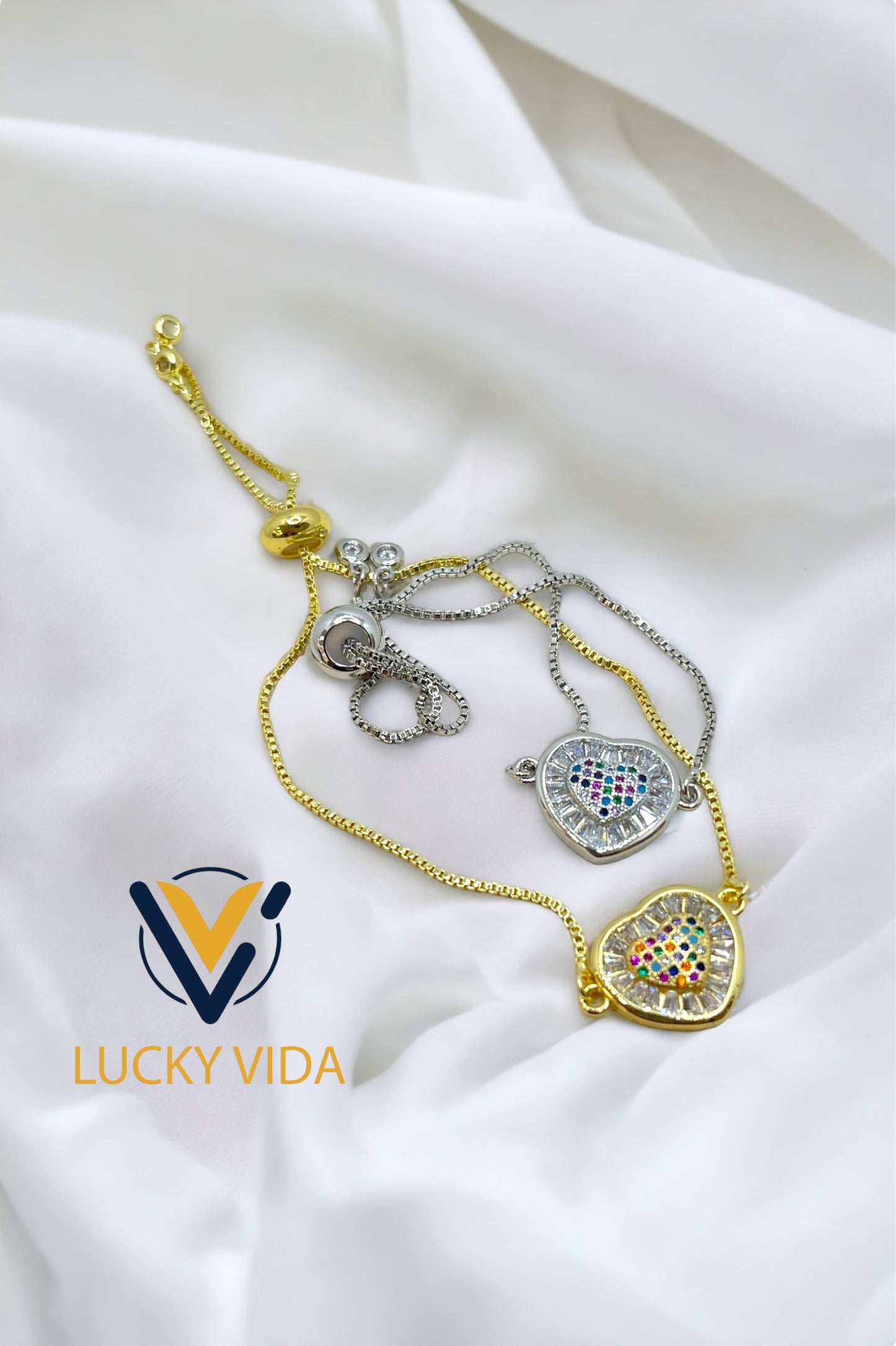 Multizirconia Heart adjustable bracelet