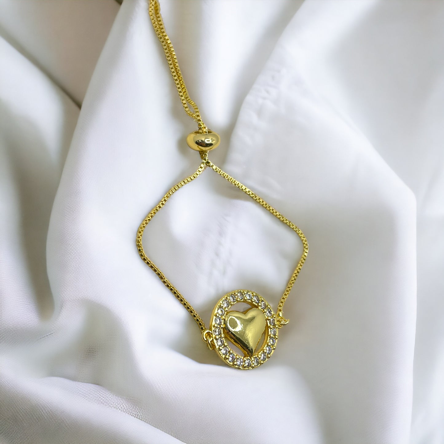 Ring cz Heart adjustable bracelet